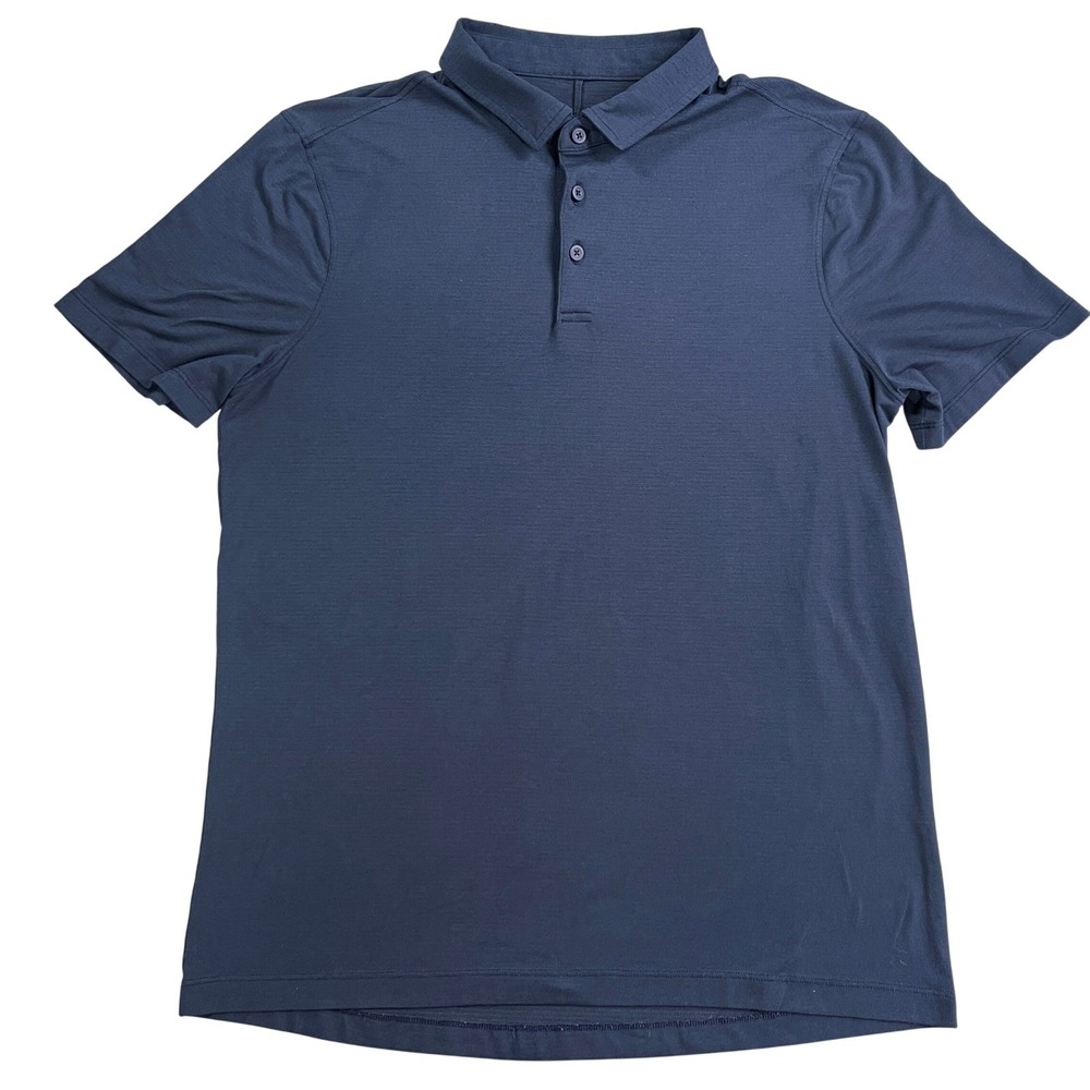 Lululemon Evolution Slim Fit Performance Golf Polo Mens Large Navy Blue